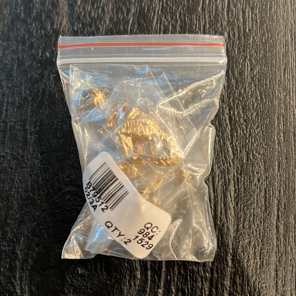 Gold T-Rex Earrings w/Faux Emerald Eyes - New - Picture 6 of 6